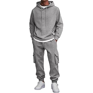 ASUIU Sweatsuit for Men 2 Piece Set Mens Hoodie and Sweatpants Set Winter Solid Jogger Sweatpants Long Sleeve Tracksuit