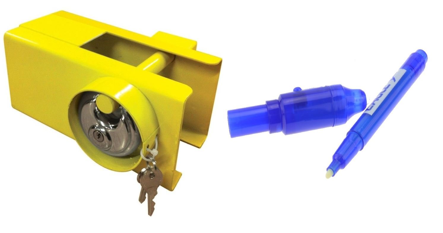 MSA Heavy Duty Tow Hitch Lock & Keys for Towing Caravan/Trailer + Security UV Pen