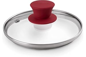 Glass Lid with Steam Vent Hole - 6"-Inch/15.24cm - Compatible with Lodge Cast Iron Skillet Pan - Fully Assembled Universal Re