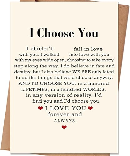 HEJOYN Valentines Day Gifts for Him Her, Valentine's Day Card for Husband Wife Boyfriend Girlfriend Couples, I Choose You