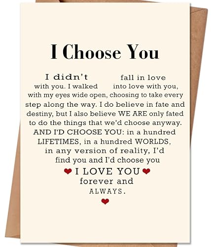 HEJOYN Valentines Day Gifts for Him Her, Valentine's Day Card for Husband Wife Boyfriend Girlfriend Couples, I Choose You
