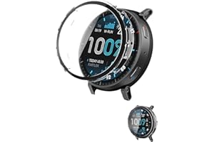 Case for Amazfit Active Max,NOUKAJU Protective Cover Smart Watch,Built-in 9H Tempered Glass Film, Hard PC,Easy to Install,Scr