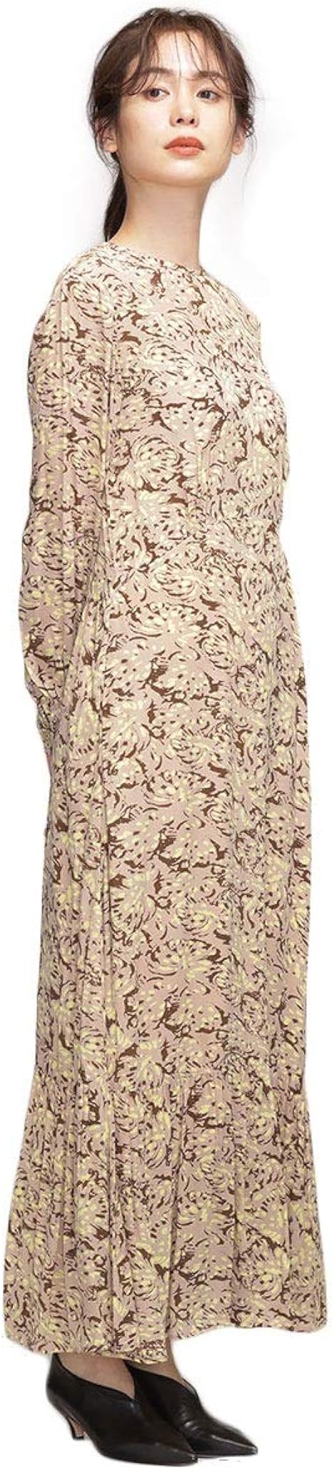 Amazon ナノユニバース Ne Quittez Pas ヌキテパ ワンピース Fine Crape Flower Dress レディース Free Size ベージュ ワンピース チュニック 通販