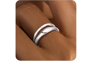 GoldGifts Stackable Gold Rings for Women Non Tarnish, Dainty 14K Gold Plated Chunky Stacking Rings Trendy Statement Pinky Thumb Rings Engagement Eternity Wedding Band Ring Stacking Gold Jewelry Size 4 5 6 7 8 9 10 11