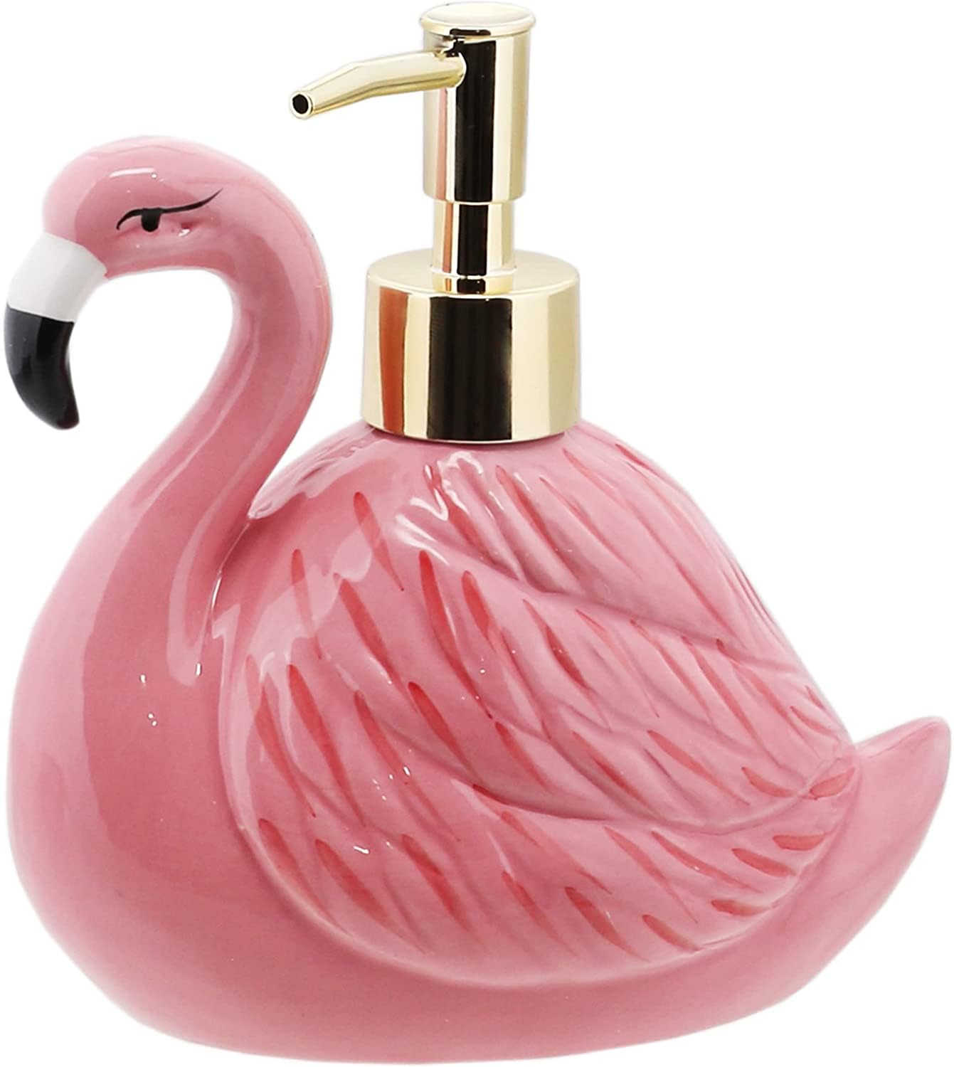 Servette Home Flamingo Soap Dispenser with Pump for Bathroom or Kitchen Sink, Pink