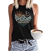 Beopjesk Women's Gradient Coconut Tree Tank Tops Summer Sleeveless V-Neck Button Down Henley Shirt