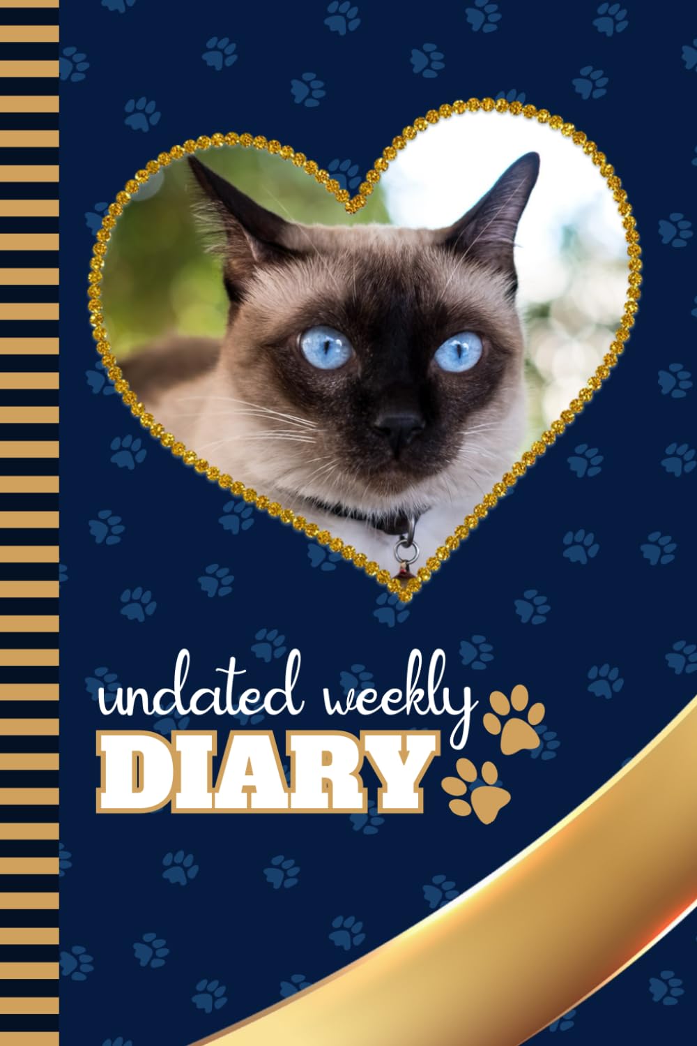 Undated Weekly Diary: 6x9 Personal Scheduler / With Checklist - To Do List - Note Section - Habit - Water Tracker / Organizing Gift / Siamese Cat Art Cover