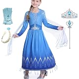 Costume Princesse Elsa Reine Des Neiges 2 Pour Filles - Robe, Manteau, Accessoires (3-11 Ans)