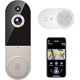 Guggre 1080P Smart Video Doorbell Camera with Chime, Intelligent AI Human Detection, Cloud Storage, Two-Way Audio, IR Night V