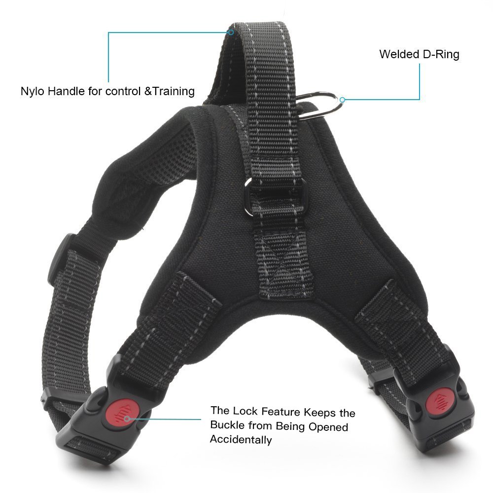 No Pull Dog Harness Vest - Menyda Adjustable Reflective Dog Harness With Handle