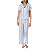 Nautica Womens Button Up Pajama Set - 2-Piece Summer Lightweight PJ Set - Top and Pants - Lounge and Sleep Sets for Women