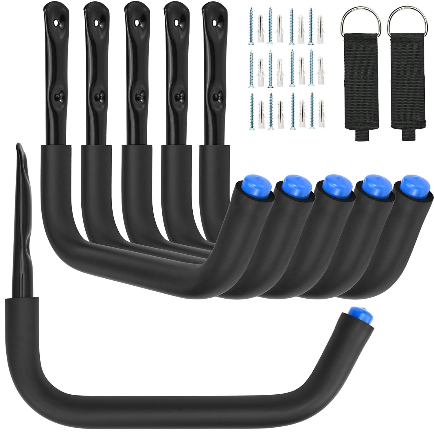 Locawaya 32cm Heavy Duty Garage Storage Hooks, Wall Mounted Utility Hanger Hanging Rack for Kayak Canoe, Surfboard, Snow Board, Ladder, Folding Chairs, Bicycle and Tools (6pcs)