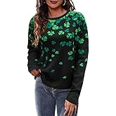 St Patrick's Day Knitted Sweater for Women Spring Lucky Irish Shamrock Paddy's Day Pullover Sweatshirt Tops