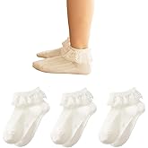 Xiyadun Toddler & Girls Eyelet Frilly Dress Socks Ruffle Lace Cotton Socks