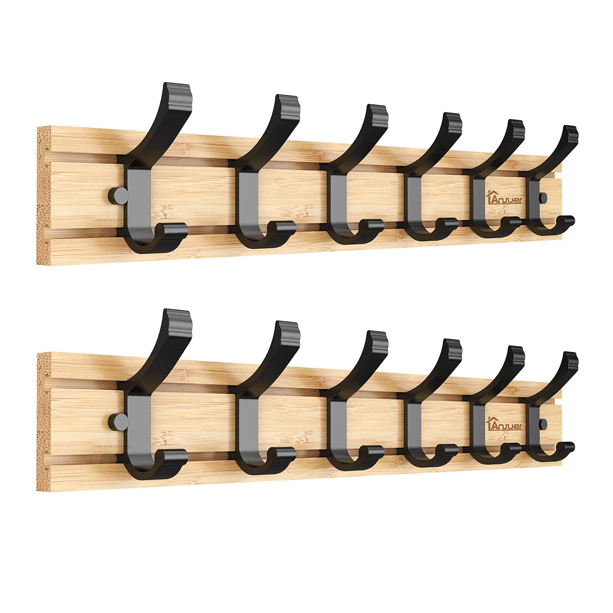 Anjuer Clothes Hanger Clothes Rack 6 Active Hooks 20 kg Load Bamboo