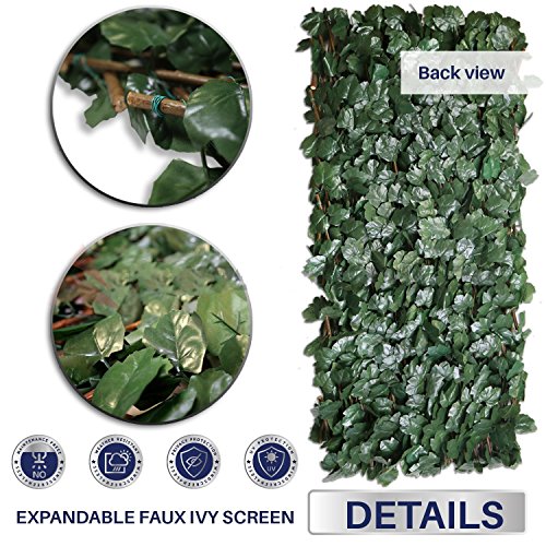 SunnyRoyal Artificial Leaf Faux Ivy Expandable/Stretchable Privacy Fence Screen (Single Sided Leaves) Outdoor/Indoor Backdrop Garden Backyard Home Decorations