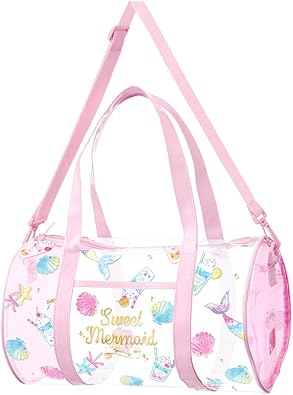 Amazon プールバッグ 女の子 斜めがけ 小学生 おしゃれ 透明 クリアバッグ 通園 かわいい ショルダーバッグ キッズ ビニールバッグ スイミング ロール型 通学 Hauhau ハウハウ シューズ バッグ