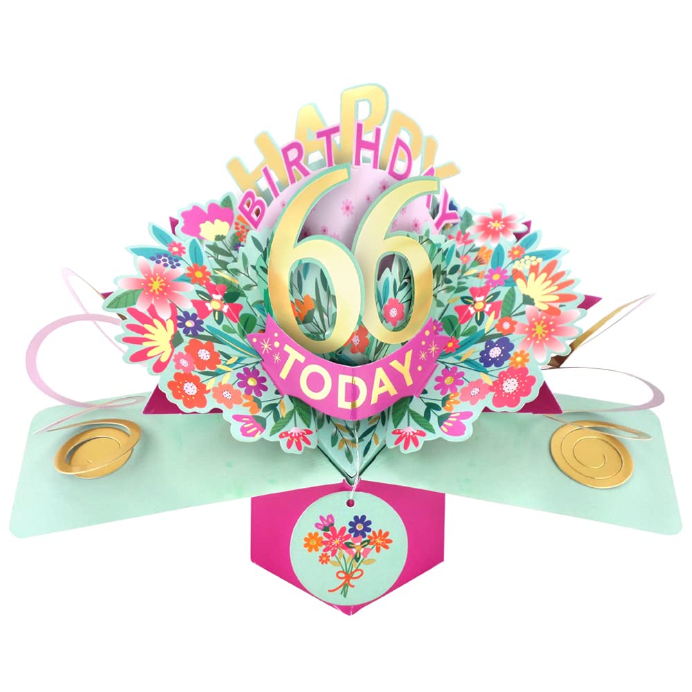 Happy 66th Birthday 66 Today Pop-Up Greeting Card Love Kate's Pop Up Cards Her POP215MC66