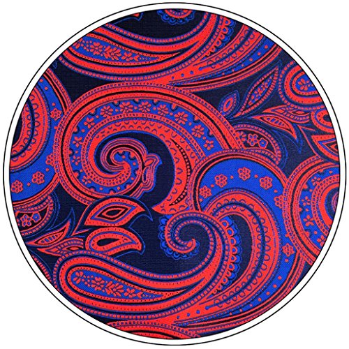 Shlax&Wing Blue Red Jacquard Woven Pocket Square For Men Paisley Hanky Wedding