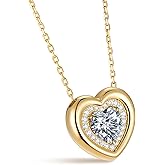 Kstyle Valentine's Day Gifts for Women - 14K Gold Filled 925 Sterling Silver Heart Birthstone Pendant Necklaces, Anniversary Birthday Jewelry Gifts for Wife Daughter Mom Grandma, Non Tarnish 16"+2"