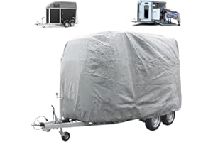 MRWIZMS Horse Trailer Cover, Pull Horse Trailer Cover, 420D Oxford Cloth UV Resistant, Waterproof, Dustproof, Universal Carriage Cover with Storage Bag (L16 x W8 x H10ft)