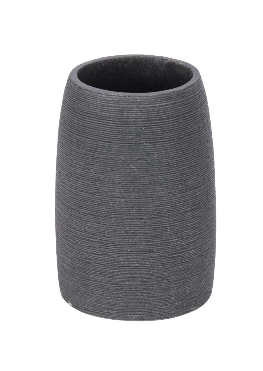 WENKO Toothbrush tumbler Goa in grey, Polyresin, 7.4 x 7.4 x 10.5 cm