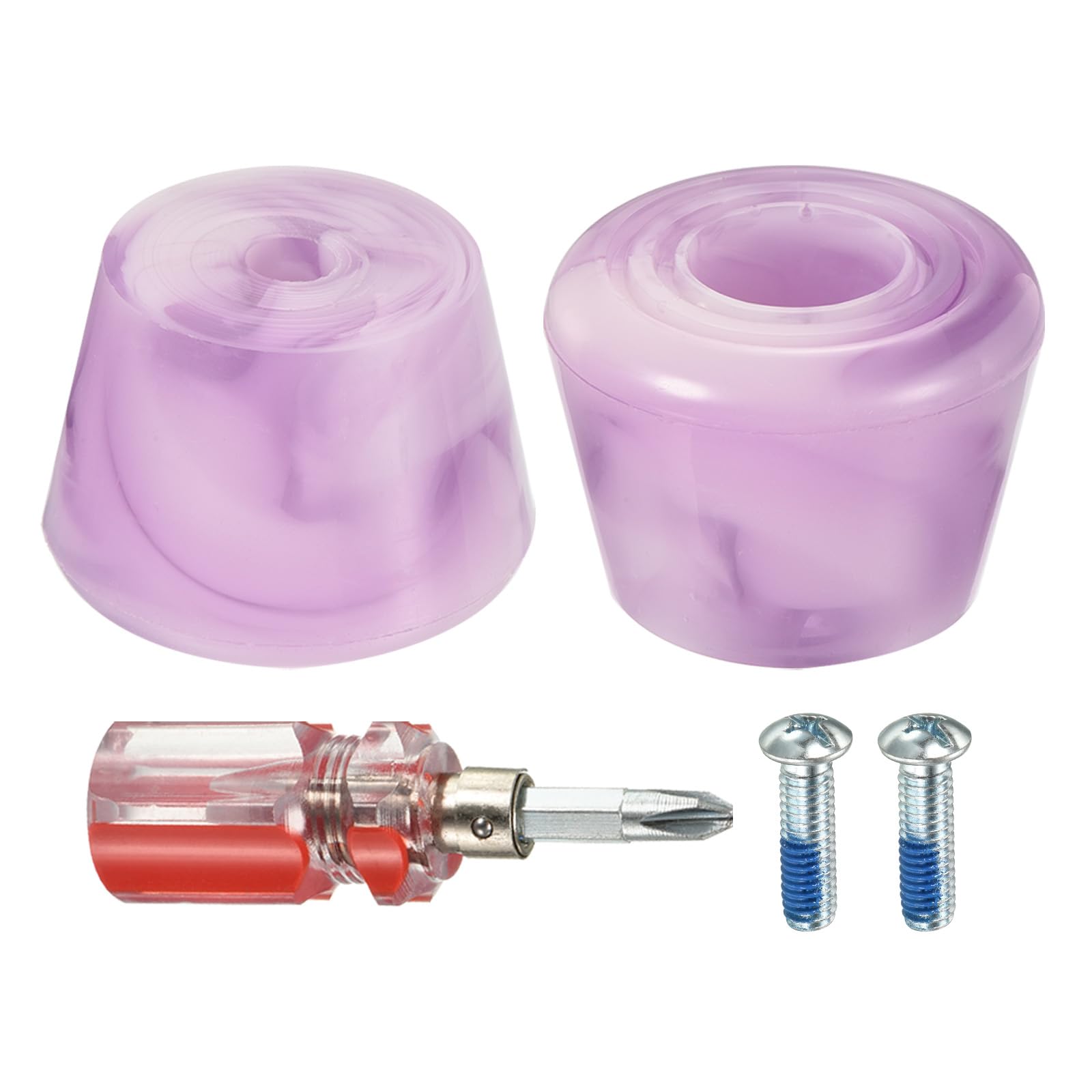 M METERXITY Roller Skate Stopper - Rubber Brake Block Toe Stops, Adjustable with Screwdriver, Apply to Roller Skate (1.46 Inch 1.85 Inch Dia, Mixed Purple White)