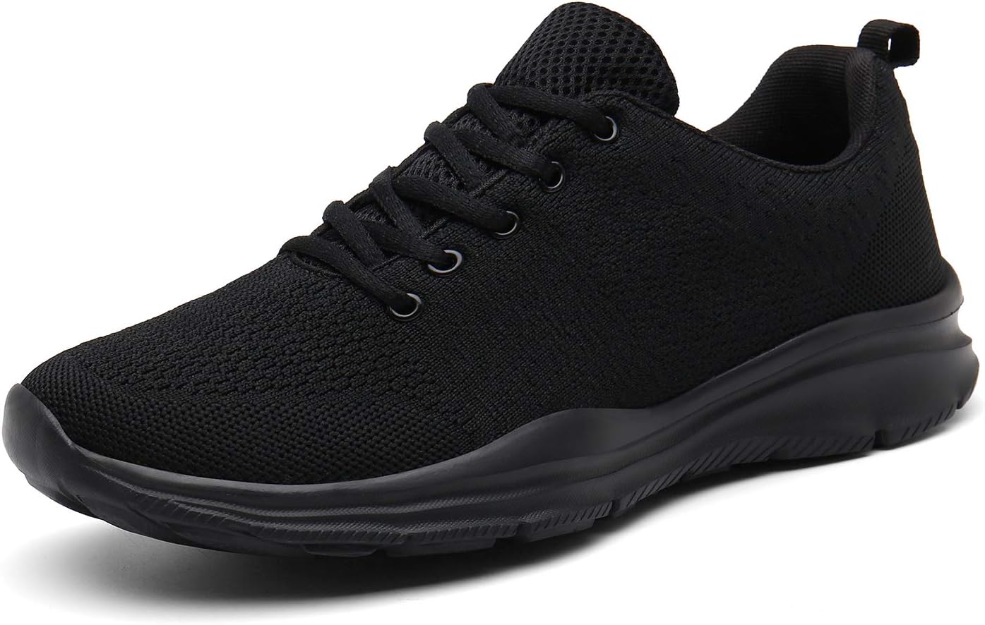 KOUDYEN Mens Womens Trainers Lightweight Running Shoes Gym Sport Fitness Sneakers (5.5 UK, Full Black)