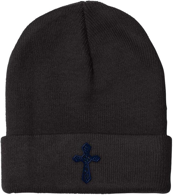 Beanies for Men Religious Cross Embroidery Christian Winter