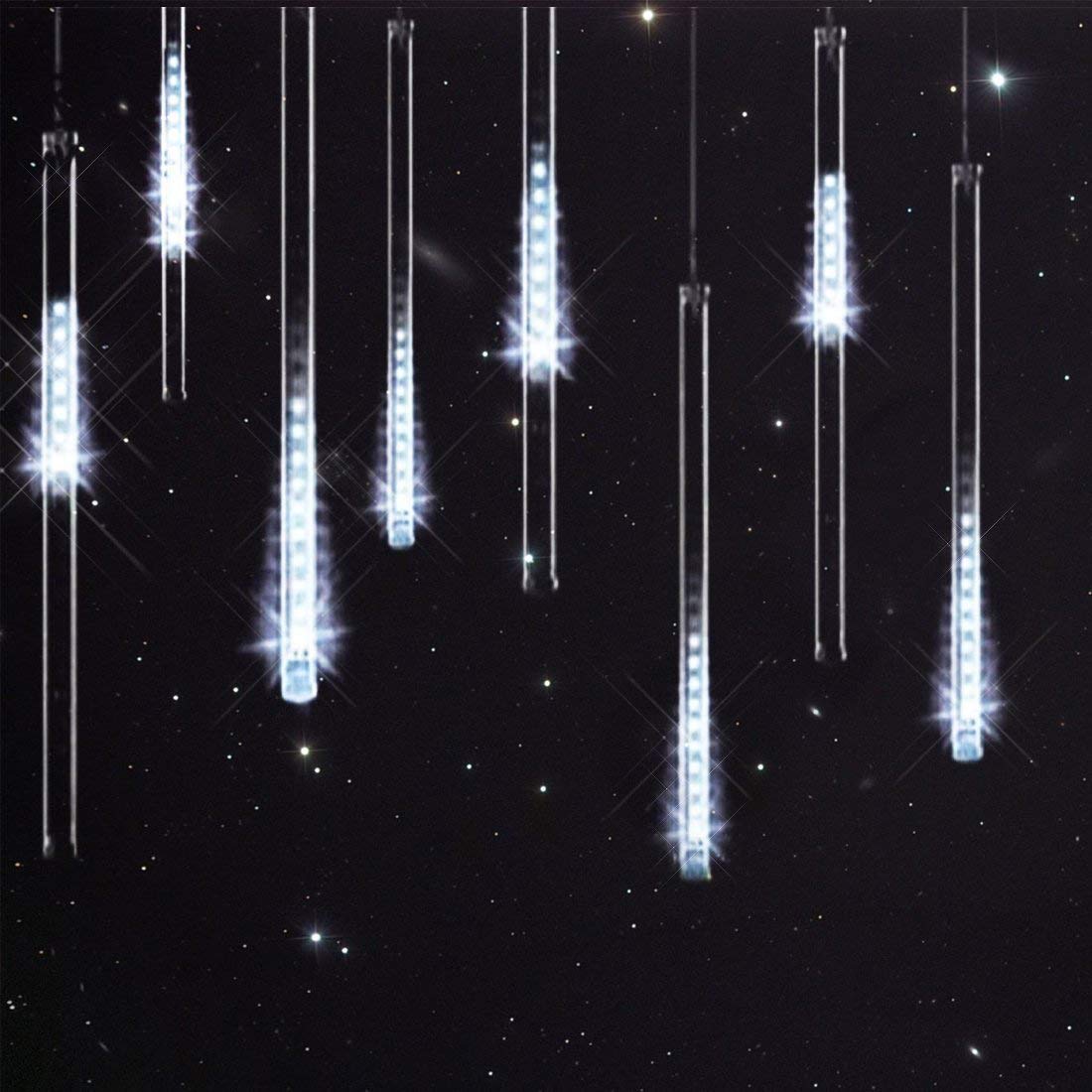 SZJH Meteor Shower Rain Lights,Drop/Icicle Snow Falling Raindrop 30cm 8 Tubes Waterproof Cascading Lights for Wedding Xmas Home Decor
