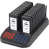 LOUKIENE Restaurant Pager System, 20 Beepers, Wireless Calling System | Replaceable Stickers, Vibration Flash and Buzzer, Mute Button, 984ft Range, for Queue in Churches Hospital Hotel Bar Eatery