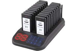 LOUKIENE Restaurant Pager System, 20 Beepers, Wireless Calling System Customers Waiting Beepers for Queue in Restaurants Food Truck Churches Hospital Hotel Bar Eatery with Vibration Flash and Buzzer