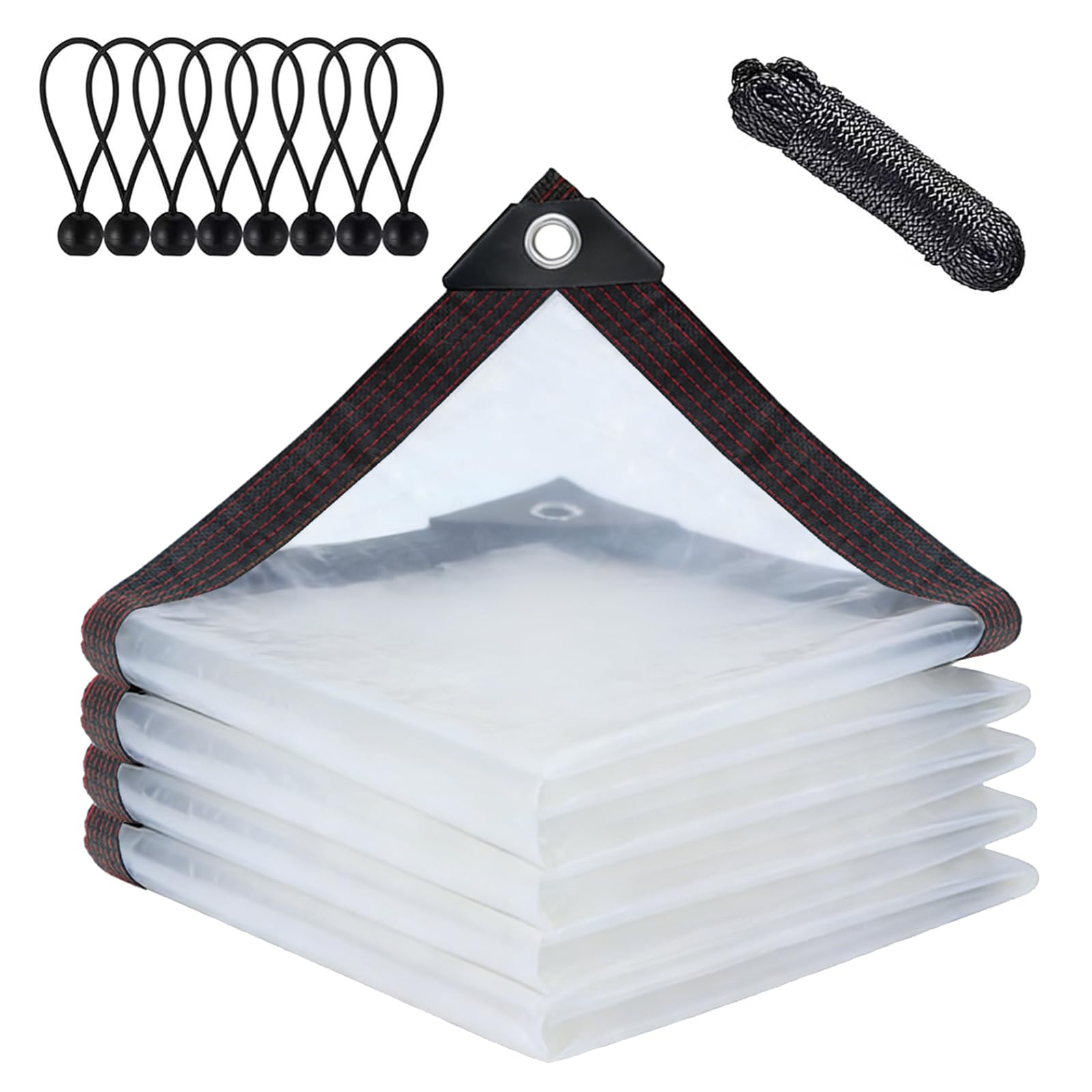 BCBIG Tarpaulin Waterproof Transparent with Eyelets, Garden Furniture Cover for Outdoor Use, Rainproof, Plant Insulation, Furniture Dustproof, with Tying Rope, 3 x 3 m (9.84 x 9.84 ft)