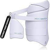 moonwalkr Cricket Thigh Guards 2.0 Lightweight Cricket Guard &amp; Equipment Unisex Thigh Pads for Batter's Height (5'4"- 5'8") Safeguarding Both Your Outer and Inner Thighs White (Medium, Right Hand)