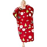 Moinlizy Wearable Blanket Hoodie, Long Thick Hooded Blanket Oversized for Adults Women Men with Pocket and Sleeves