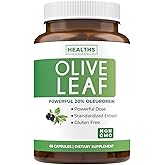 Super Strength Olive Leaf Extract Capsules - Vegan Non-GMO 750mg Olive Extract with 20% Oleuropein Antioxidant Supplement for Immunity Skin and Heart Health Support - Made in The USA (2 Month Supply)