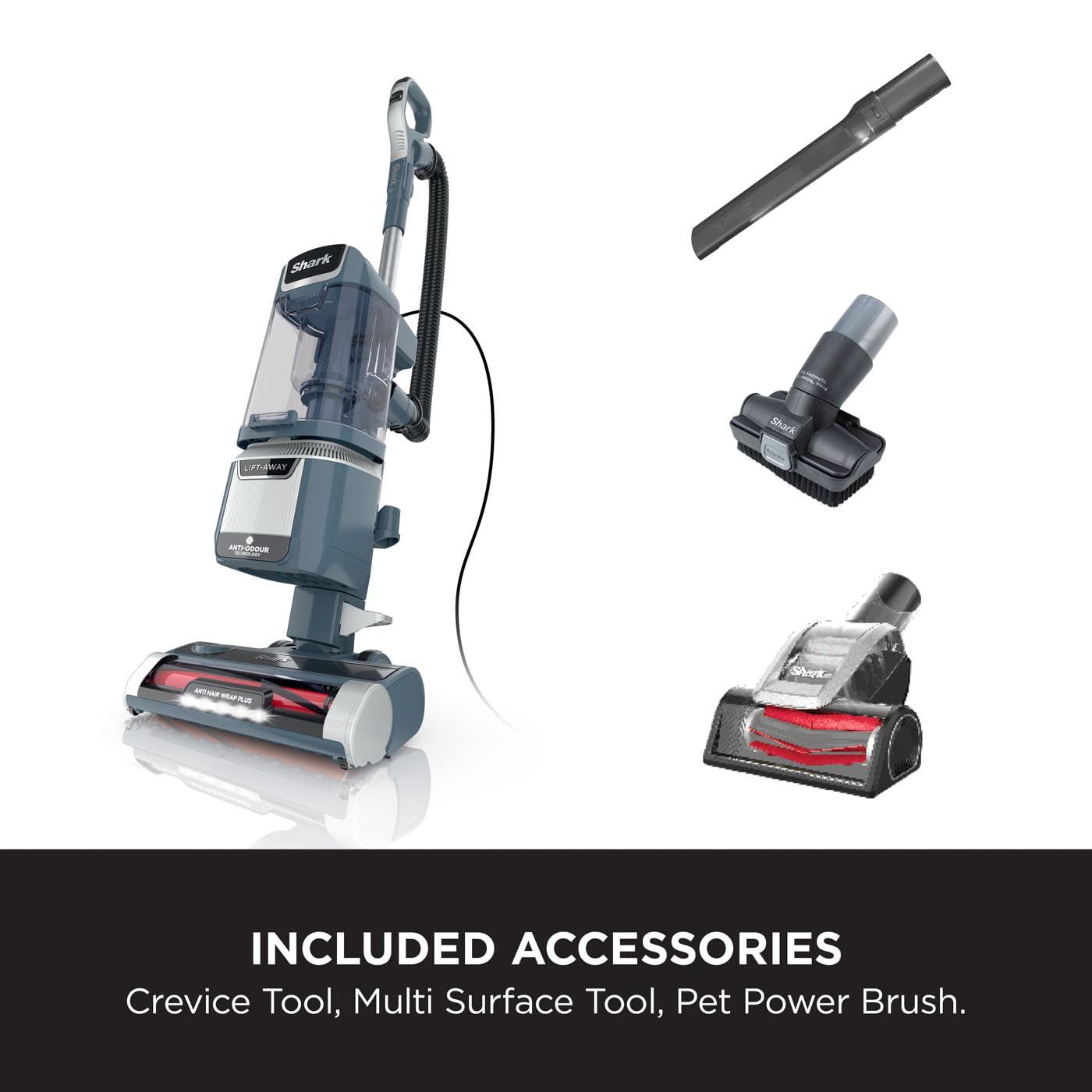 Shark Anti Hair Wrap Plus Upright Corded Pet Vacuum, 2.5L, Powered Lift-Away, Anti-Allergen Seal, Hard Floor & Carpet Mode, 750W, 8m Cord, Multi-Surface & Pet Hair Tools, Smoky Grey, NZ780UKT