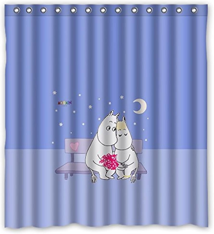 Custom Diy and Lovely Moomin Cartoon Image Fabric Window Curtains 52"x63" (One Piece) Blackout Curtains/Drapes Bedroom Decor