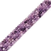 Lepidolite Lithium Mica 4mm Faceted Round Beads Loose Beads 16 Inch for Jewelry Making Beads