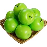 Bairdish 9 Pack Fake Apples Artificial Fruits,Realistic Apple Ornaments for Photography Props Fruit Bowl,Lifelike Faux Fruit for Home Decor Kitchen Table Living Room Party Decorations (Green)
