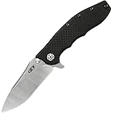 Zero Tolerance 0562CF Hinderer Slicer Folding Knife; 3.5&rdquo; CPM-20CV Stonewashed and Satin Steel Blade, Carbon Fiber Front Handle, KVT Ball-Bearing Opening, Frame Lock and Reversible Pocketclip; 5.5 OZ&hellip;