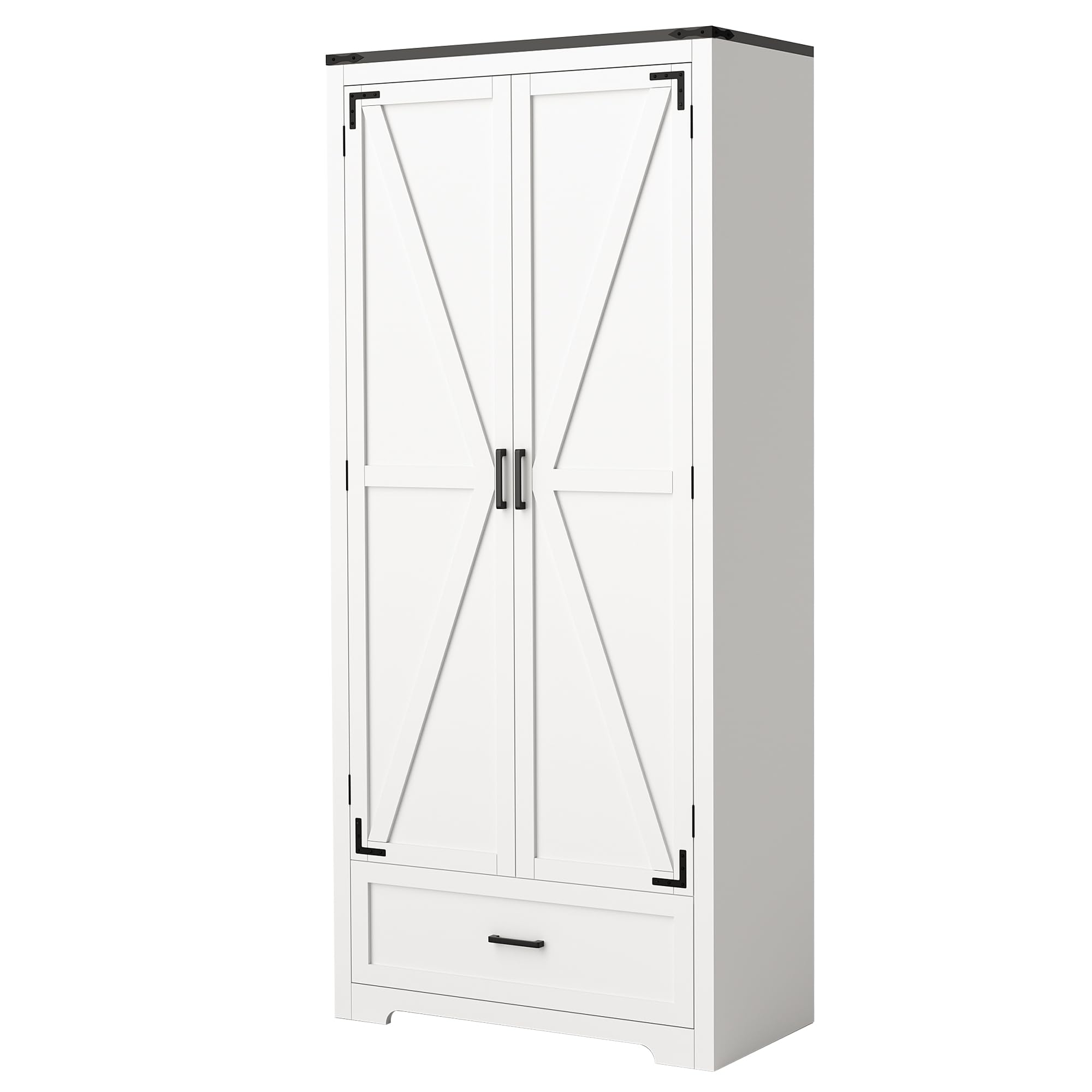 Photo 1 of -damaged- Pamapic Pantry Organizers and Storage with 2 Barn Doors, 71" Tall Large Storage Cabinet with Drawers & Shelves, Pantry Cabinet for Kitchen, Dining Room and Farmhouse (White)