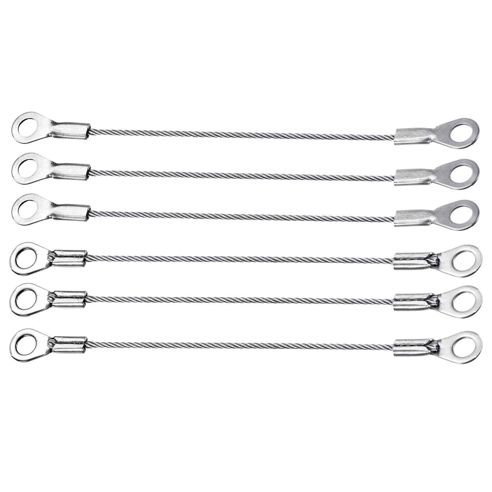 M METERXITY 1.5mmx10cm Lanyard Security Cable Ropes 6pcs, Apply to Outdoors (304 Stainless Steel, Silver)