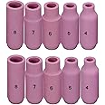 RIVERWELD TIG Alumina Nozzles Ceramic Shield Cups Shroud 10N50 4# 1/4", 10N49 5# 5/16", 10N48 6# 3/8", 10N47 7# 7/16", 10N46 8# 1/2" for QQ300 PTA DB SR WP 17 18 26 TIG Welding Torch 10pcs