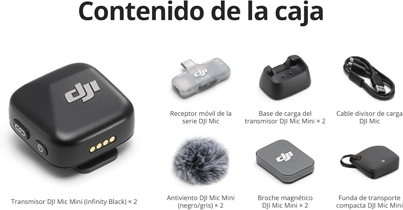 Microfone Mini (2 TX + 1 RX móvel), microfone sem fios para iPhone/Android, ligado e pronto a usar, compacto e leve, emparelhamento entre modelos, cancelamento de ruído