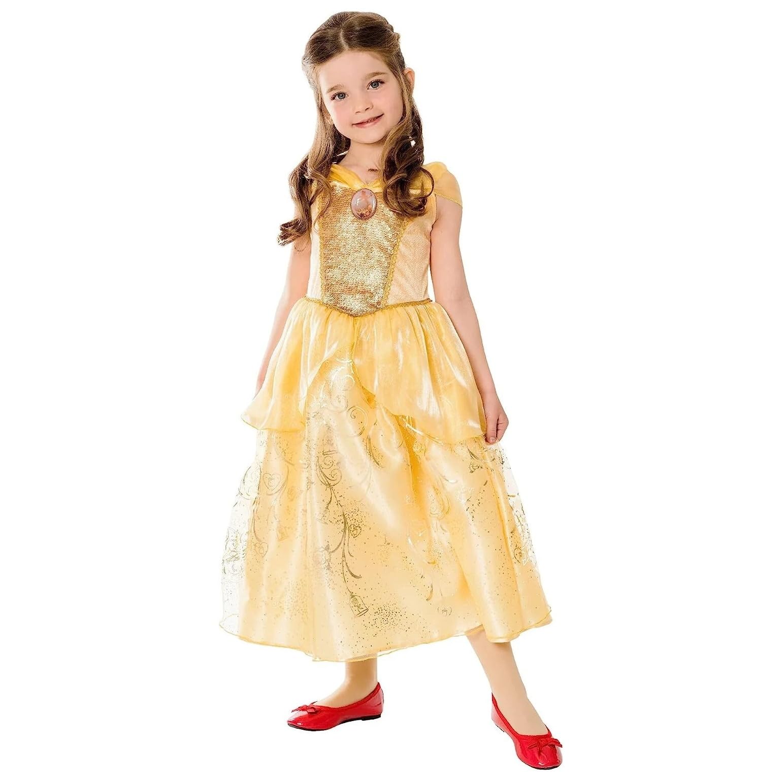 Rubie's Girl's Rubies Official Disney Ultimate Princess Deluxe Belle Girls Costume, Kids Fancy Dress Costume, Multi, M UK