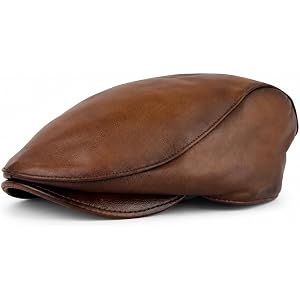 Genuine Lambskin Leather Ivy Newsboy Cap for Men & Women – Handmade Soft Leather Flat Cap, Classic Unisex Golf Cap