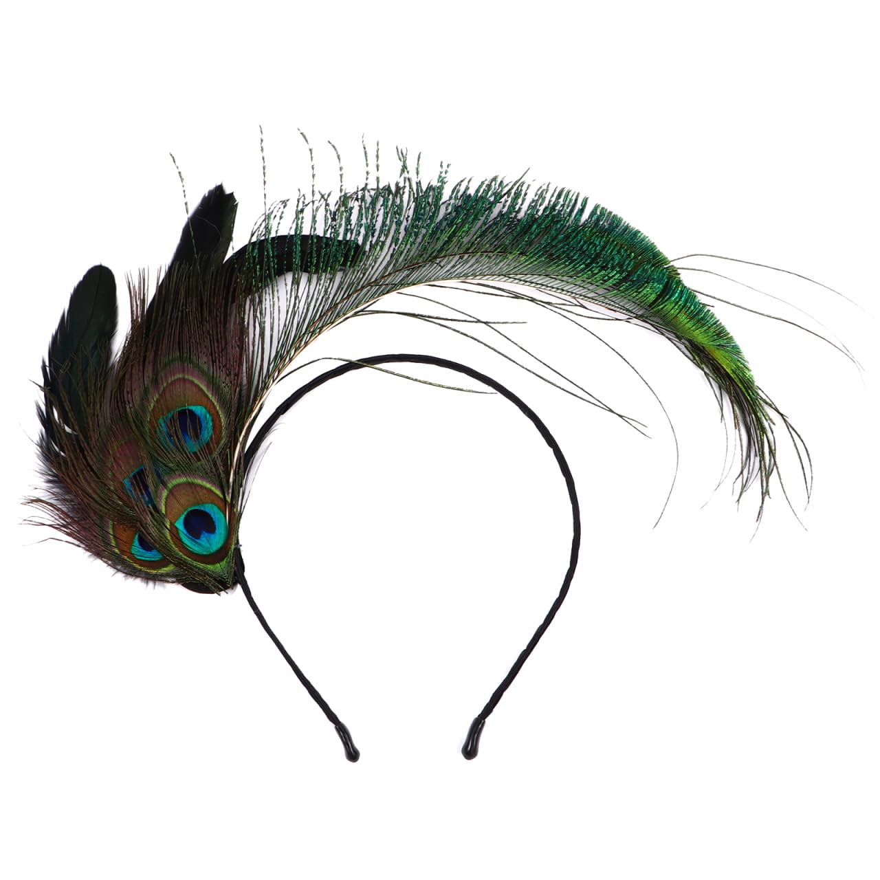 Lurrose Peacock Headband Fascinator Plume Headdress for Women Party Wedding Cosplay Photo Shoot Accessory