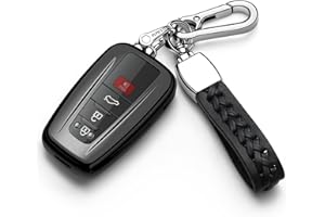 Autophone for Toyota Key Fob Cover with Keychain Soft TPU Key Shell Case,For 2020-2022 Highlander Corolla Prius 2018-2024 RAV4 Camry C-HR Avalon GT86 (Black)