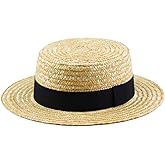 Boater Hats for Men Women Straw Skimmer Hat Wide Brim Halloween Christmas Costume
